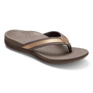 Vionic Women's Tide II Toe Post Sandal Bronze Metallic Flip Flops Size 10